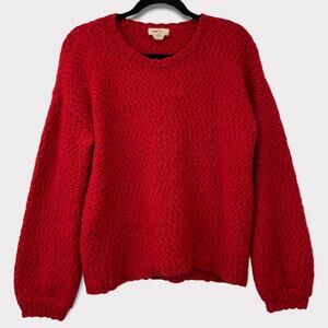 Fuzzy cozy red sweater balloon sleeves women’s large